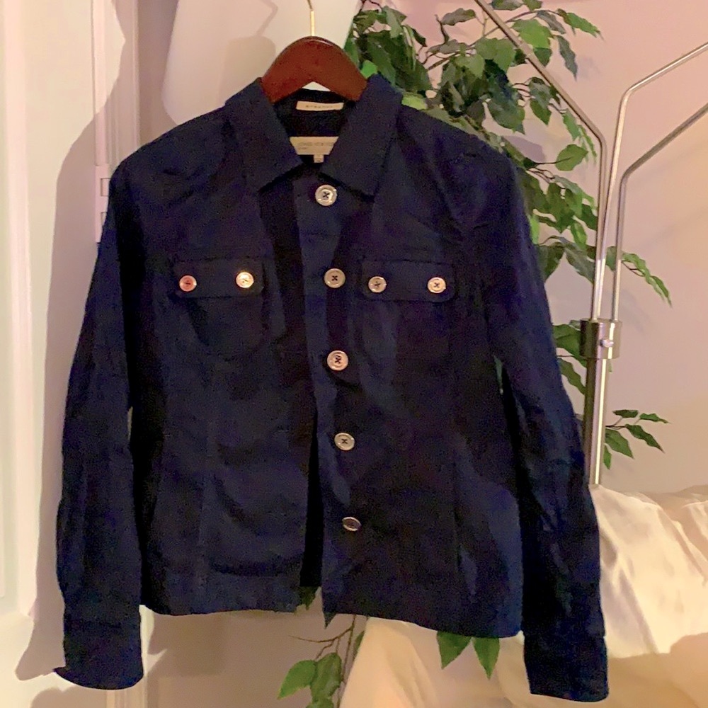 Jones New York Dark Navy Button-Up Jean Jacket